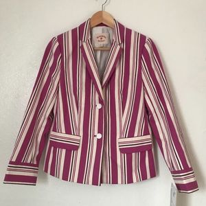 RARE Brooks Brothers red fleece pink stripe blazer